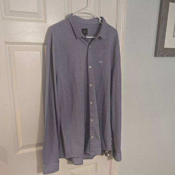 Armani Exchange Blue Casual Button Down Shirt Classic Collar - Picture 5 of 7